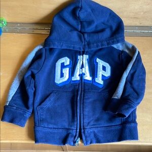 GAP Blue and Gray Zip-Up Hoodie Sweatshirt 2T